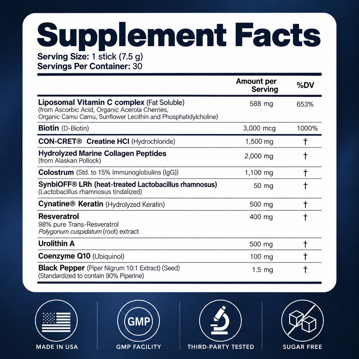 Creamy Peach — Supplement facts